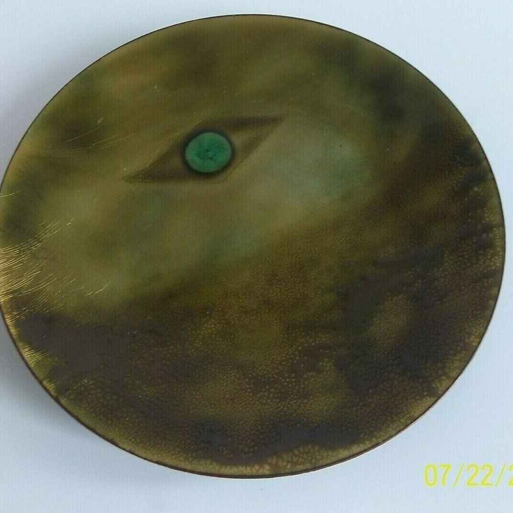 Vtg Copper Enamel Bowl Plate MCM Abstract Modern Signed